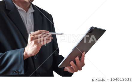 Businessman Communicate with Modern Communication Devices. 104015638