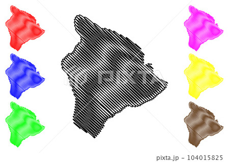 Hawaii island (United States of America, North America, US, USA, Hawaiian Islands) map vector illustration, scribble sketch Hawaii or Big Island map 104015825