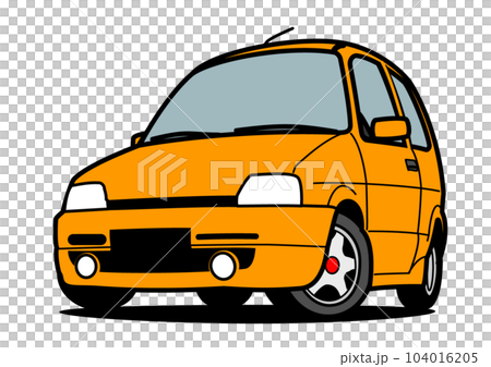 Nostalgic Italian compact car orange car illustration 104016205