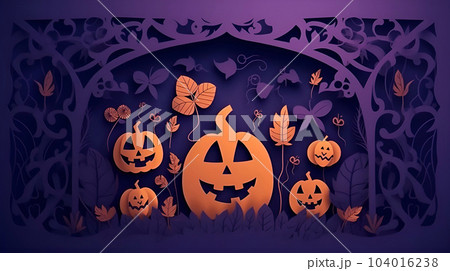 ハロウィンカボチャのペーパークラフト ハロウィンカボチャのペーパークラフト 104016238
