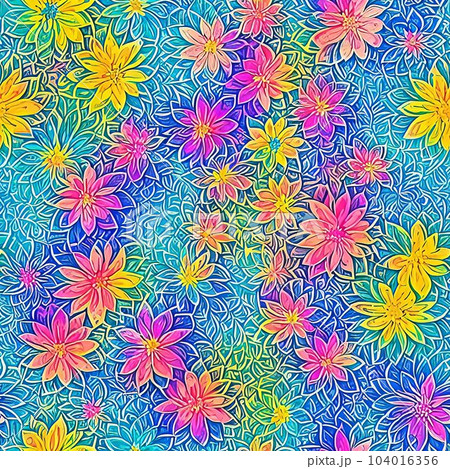 Seamless abstract floral and plant pattern 104016356