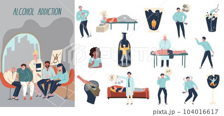 Alcohol Addiction Flat Set Alcohol Addiction Flat Set 104016617