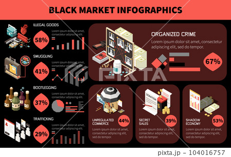 Black Market Isometric Infographic 104016757