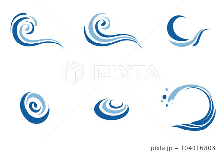海の波や風や水流を表すアイコンのセット 海の波や風や水流を表すアイコンのセット 104016803