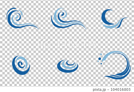 海の波や風や水流を表すアイコンのセット 海の波や風や水流を表すアイコンのセット 104016803