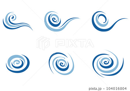 波や風や水流を表すアイコンのセット 波や風や水流を表すアイコンのセット 104016804