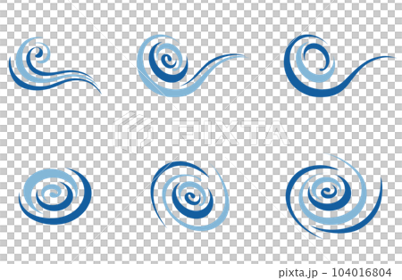 波や風や水流を表すアイコンのセット 波や風や水流を表すアイコンのセット 104016804