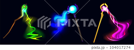 Magic Staffs With Colorful Glittering Effect 104017274