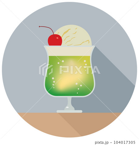 クリームソーダの横からのフラットアイコン 104017305