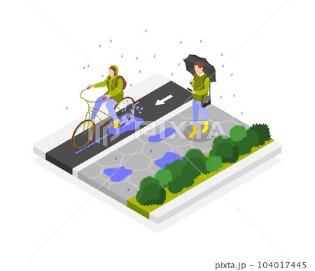 Rainy Day Isometric Composition 104017445
