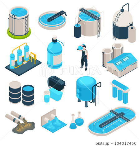 Isometric Water Purification Icons Isometric Water Purification Icons 104017450