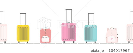 Vector border with backpack, baggage on luggage claim. 104017967
