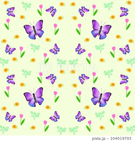 Butterfly Garden Flower Green background 104019705