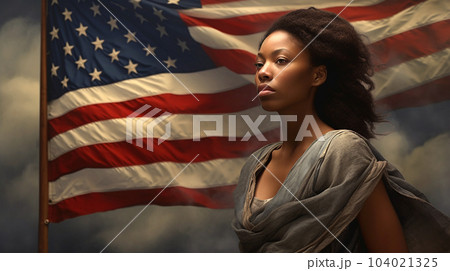 Concept of the Independence Day Celebration in the United States of America on the background of the U.S. flag 104021325