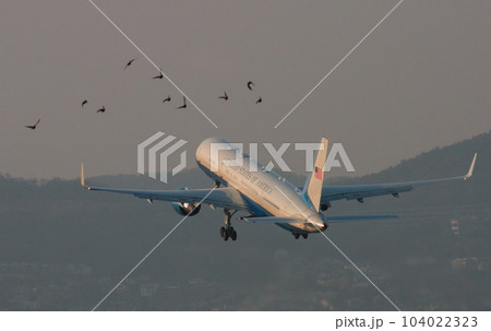 大阪国際空港から出発する、アメリカ空軍のC-32A要人輸送機 大阪国際空港から出発する、アメリカ空軍のC-32A要人輸送機 104022323