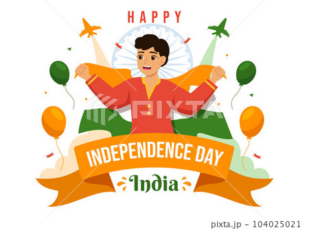 Happy Independence Day India Vector Illustration on 15 August with Indian Flag in Flat Cartoon Hand Drawn Celebration Background Templates Happy Independence Day India Vector Illustration on 15 August with Indian Flag in Flat Cartoon Hand Drawn Celebration Background Templates 104025021