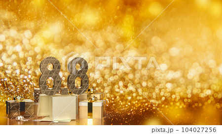 The 8.8 gold number and gift box for promotion concept 3d rendering The 8.8 gold number and gift box for promotion concept 3d rendering 104027256