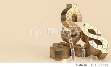 The gold dollar symbol  and man figure  for business concept 3d rendering 104027259