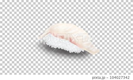 ひらめの握り寿司　リアルイラスト 104027342