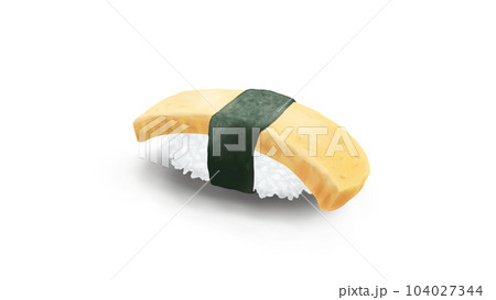 卵焼きの握り寿司 リアルイラスト 卵焼きの握り寿司 リアルイラスト 104027344