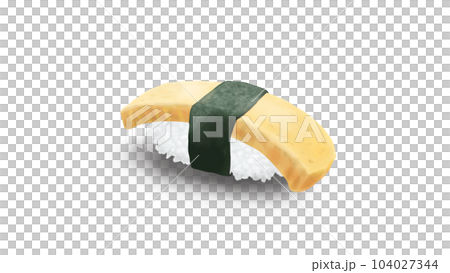 卵焼きの握り寿司 リアルイラスト 卵焼きの握り寿司 リアルイラスト 104027344