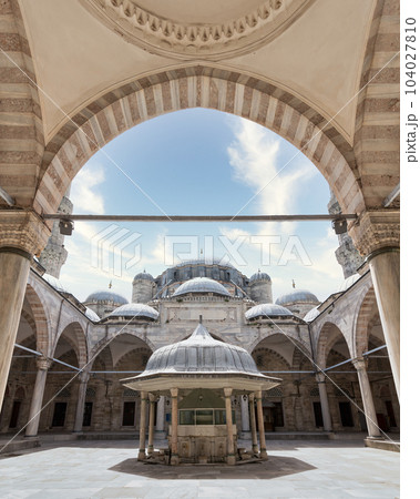 Courtyard of Sehzade Mosque, a 16th century Ottoman mosque built by Suleiman the Magnificent, Fatih, Istanbul, Turkey Courtyard of Sehzade Mosque, a 16th century Ottoman mosque built by Suleiman the Magnificent, Fatih, Istanbul, Turkey 104027810