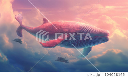 illustration of whale in the clouds 104028166