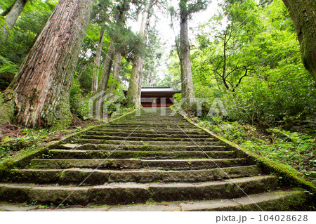 鳳来寺山の石段と仁王門(愛知県新城市) 鳳来寺山の石段と仁王門(愛知県新城市) 104028628