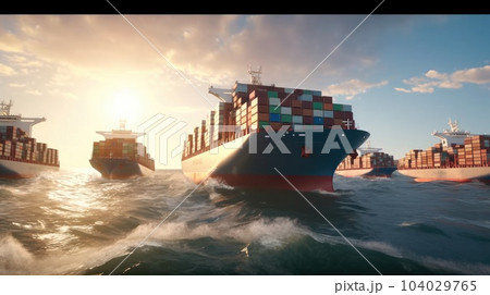 Large ocean liners carrying containers at sea, Cargo ship, Delivery and logistic. Large ocean liners carrying containers at sea, Cargo ship, Delivery and logistic. 104029765