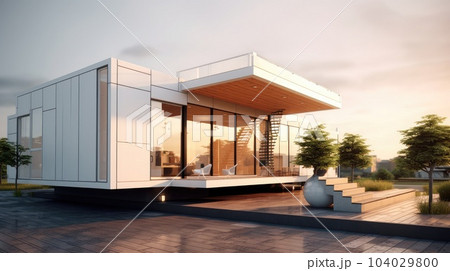 Modern luxury container house, Concept of modern and cheap living 104029800