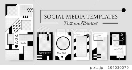 Instagram frames. Internet post. Social media story templates collection. Insta layouts in transparent grid and puzzle. Black IG design. Geometric shapes. Vector photo collages set Instagram frames. Internet post. Social media story templates collection. Insta layouts in transparent grid and puzzle. Black IG design. Geometric shapes. Vector photo collages set 104030079