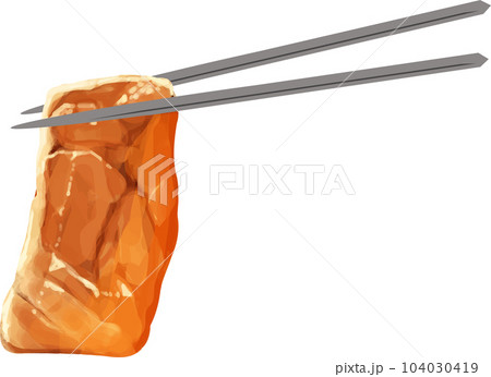 箸でつかんだ焼肉_カルビ 箸でつかんだ焼肉_カルビ 104030419