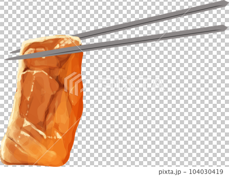 箸でつかんだ焼肉_カルビ 箸でつかんだ焼肉_カルビ 104030419