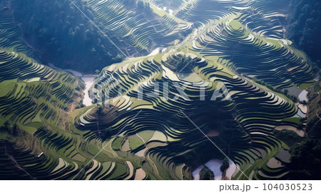 Rice terrace rice field in Mu Cang Chai, Vietnam 104030523