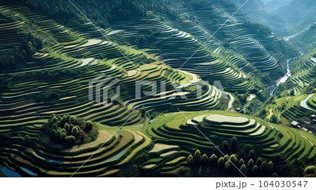 Landscape of rice terraces at Mugang Chai, Vietnam. 104030547