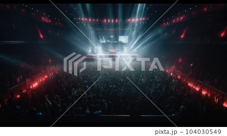 Crowd partying stage lights live concert music festival, Stage with lights. Crowd partying stage lights live concert music festival, Stage with lights. 104030549