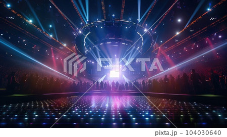 Crowd of people at a live event at concert or party, Large audience, crowd, or participants of a live event venue with bright lights above. Crowd of people at a live event at concert or party, Large audience, crowd, or participants of a live event venue with bright lights above. 104030640