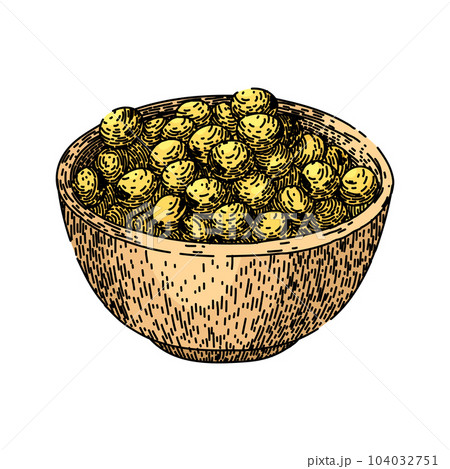 soya bean food bowl sketch hand drawn vector 104032751