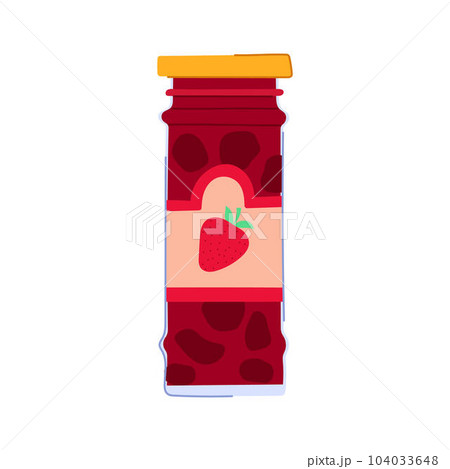strawberry jam jar cartoon vector illustration 104033648
