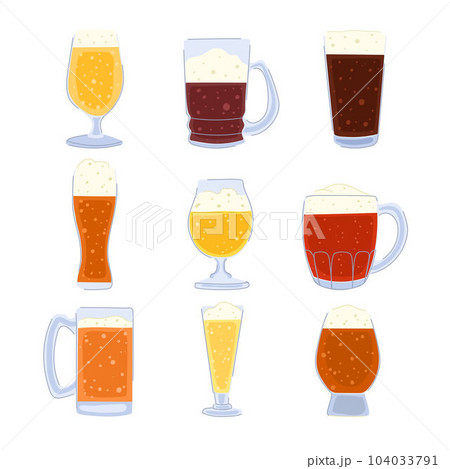 beer glass set cartoon vector illustration 104033791