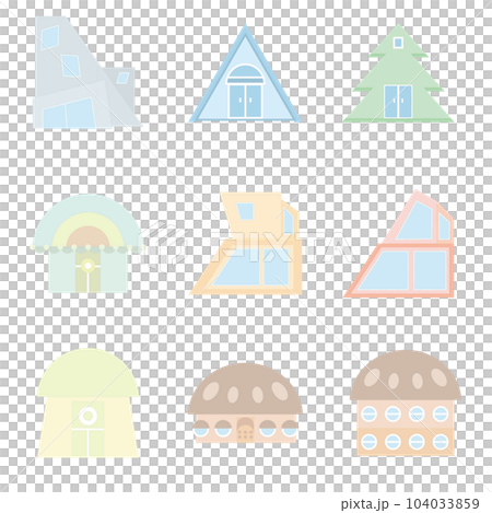 colorful dreamy polygonal houses 104033859