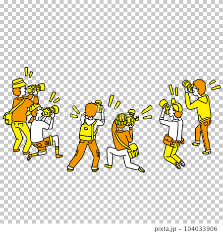 Camera boys who gather at a photo session and shoot with a camera 104033906