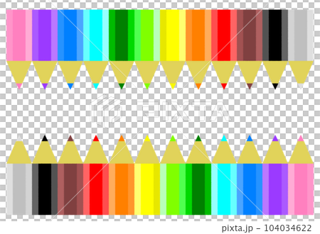 文房具のカラフルな色鉛筆を並べたイラスト 104034622