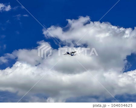 夏空とプロペラ機 104034625