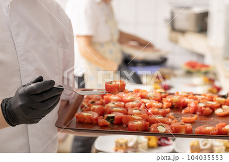 Chef is create appetizer dish Chef is create appetizer dish 104035553