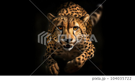 portrait of a leopard on black background portrait of a leopard on black background 104035722