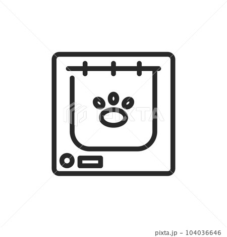 Pet Door Icon. Vector Outline Editable Sign of Animal Access Door for Household Pets 104036646