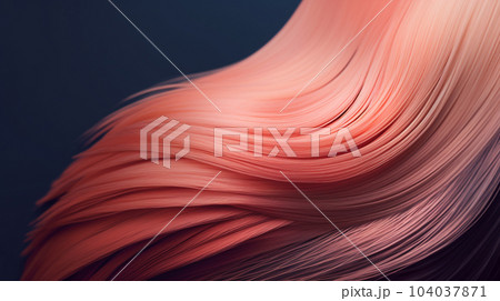 Close up of colorful hair strands on dark background, beauty and fashion concept. Closeup of pink hair strands top view. Hair care concept. AI generated 104037871
