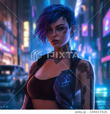 Cyberpunk anime teen girl, cyborg, android, - Stock Illustration  [100864766] - PIXTA