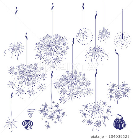 シンプルに表現した線香花火の素材集,のイラスト素材 [104039525] - PIXTA